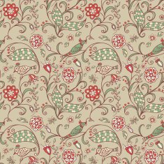 seamless background with birds and flowers N2