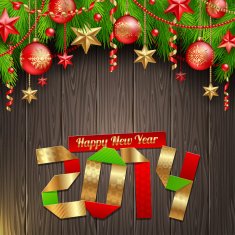 New 2014 year greetings with holidays decoration