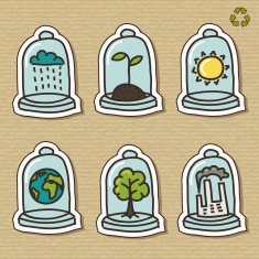 Eco icons on cardboard texture