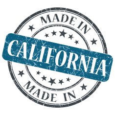 made in California blue round grunge isolated stamp N2