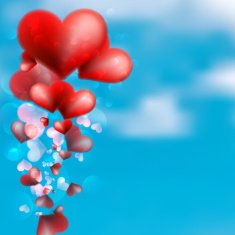 Red heart floating in the sky EPS10 N2