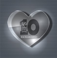 Vector glass heart on metal background Eps 10 N2