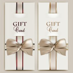 Collection of gift cards with ribbons