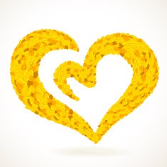 Heart symbol with autumn leaves