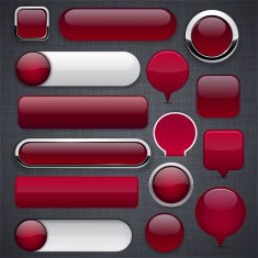 Wine red high-detailed modern buttons