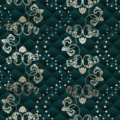 Green seamless Rococo floral