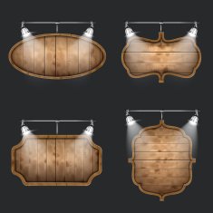 Illuminated Set of Wooden Signboards N2