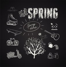Spring vector set on blackboard
