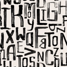 Seamless vintage style pattern uneven grunge letters of random