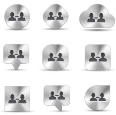 Connection brushed metal icons