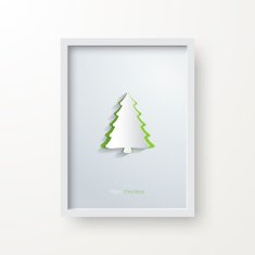 Paper christmas tree - Christmas Frame on White Background