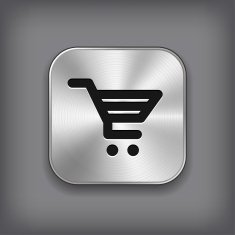 Shop cart icon - vector metal app button N2