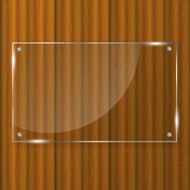 Glass frame on wood background N2