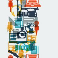 Seamless pattern with journalism icons N4