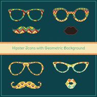 Hipster Icons with Geometric Grunge Background