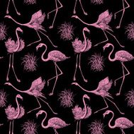 Vintage style beautiful background with pink flamingos N2