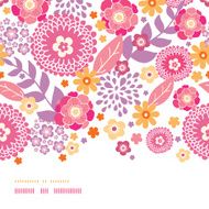 Warm summer plants frame horizontal decor seamless pattern background