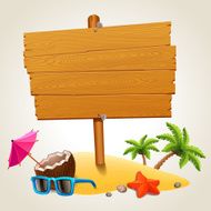 Wood sign in the beach icon