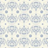 Lotus flower Vector seamless pattern N3