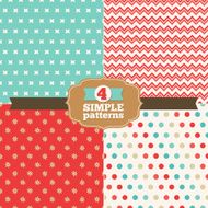 Set of simple zig zag polka dot patterns