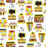 Seamless pattern with owls and vases N2