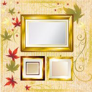 Vector gold frames with colorful Autumn Leafs Thanksgiving