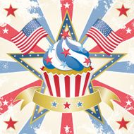 Retro American Patriotic Cupcake With Stars And Stripes N2