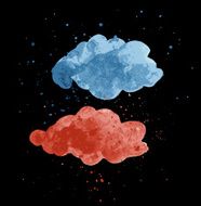 Watercolor cloudscape with rain splatters