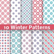 Light winter romantic vector patterns (tiling)