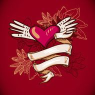 Hearts and Flowers Vector Illustration