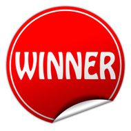 winner round red sticker on white background