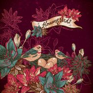 Vintage floral background with birds N8