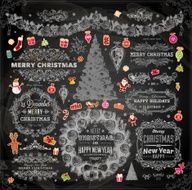 Set of Vintage Christmas Design Elements N4
