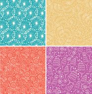 Set of ornamental cute seamless floral patterns N2