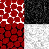 set seamless backgrounds The outline of a rose N2
