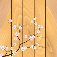 Cherry branch on wooden background Vector illustration N2