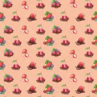 Watercolor pattern with berry illustrations