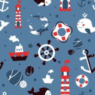 Vector seamless pattern with sea icons N2