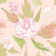 Peonies on a pink background Seamless pattern N2