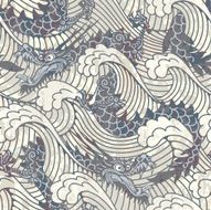 Pattern with black water dragons