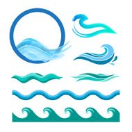 Set of blue ocean waves