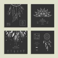 Set of four cards with Dream Catcher N2