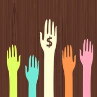 Dollar currency charity money hands illustration