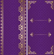 golden and violet vector cards with arabic ornament