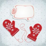 Holiday card design with knitted mittens N5