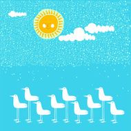 birds asunder sunny summer sea scenic view