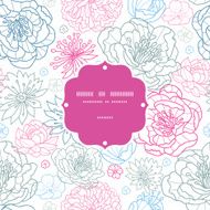 Vector gray and pink lineart florals frame seamless pattern background N2