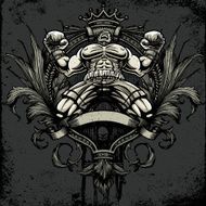 Boxer Celebrates Winning a Championship Fight Heraldry Crest Version
