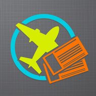 Icon with airplane and air tickets