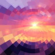 Magic sunset in abstract stained glass